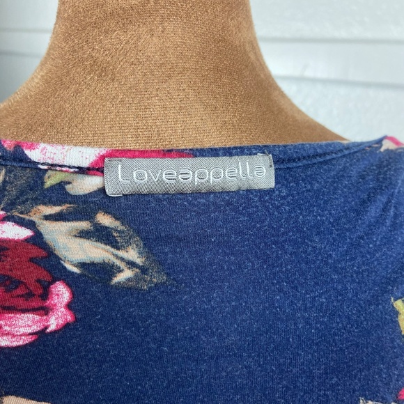 Loveappella Navy Floral Maxi Dress Women’s SP Crochet Trim - Picture 6 of 8